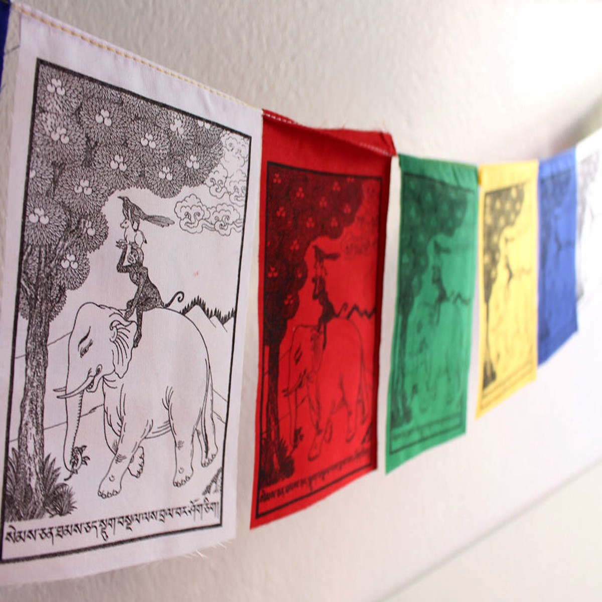 The Four Harmonious Animals Prayer Flags