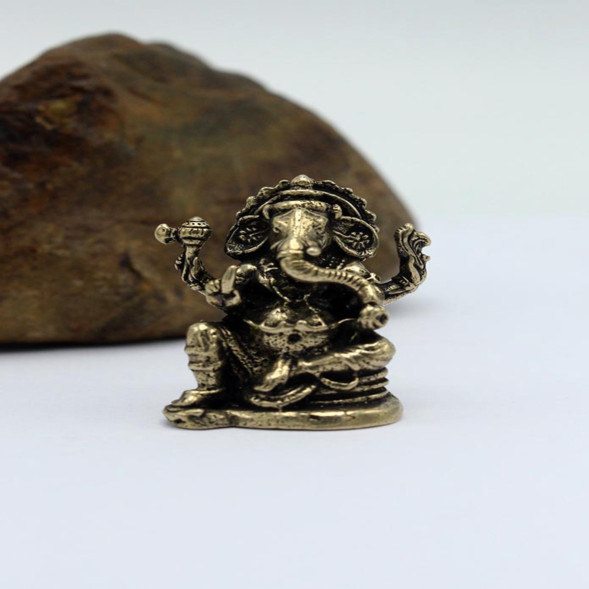 4 Armed Mini Brass Ganesha Statue