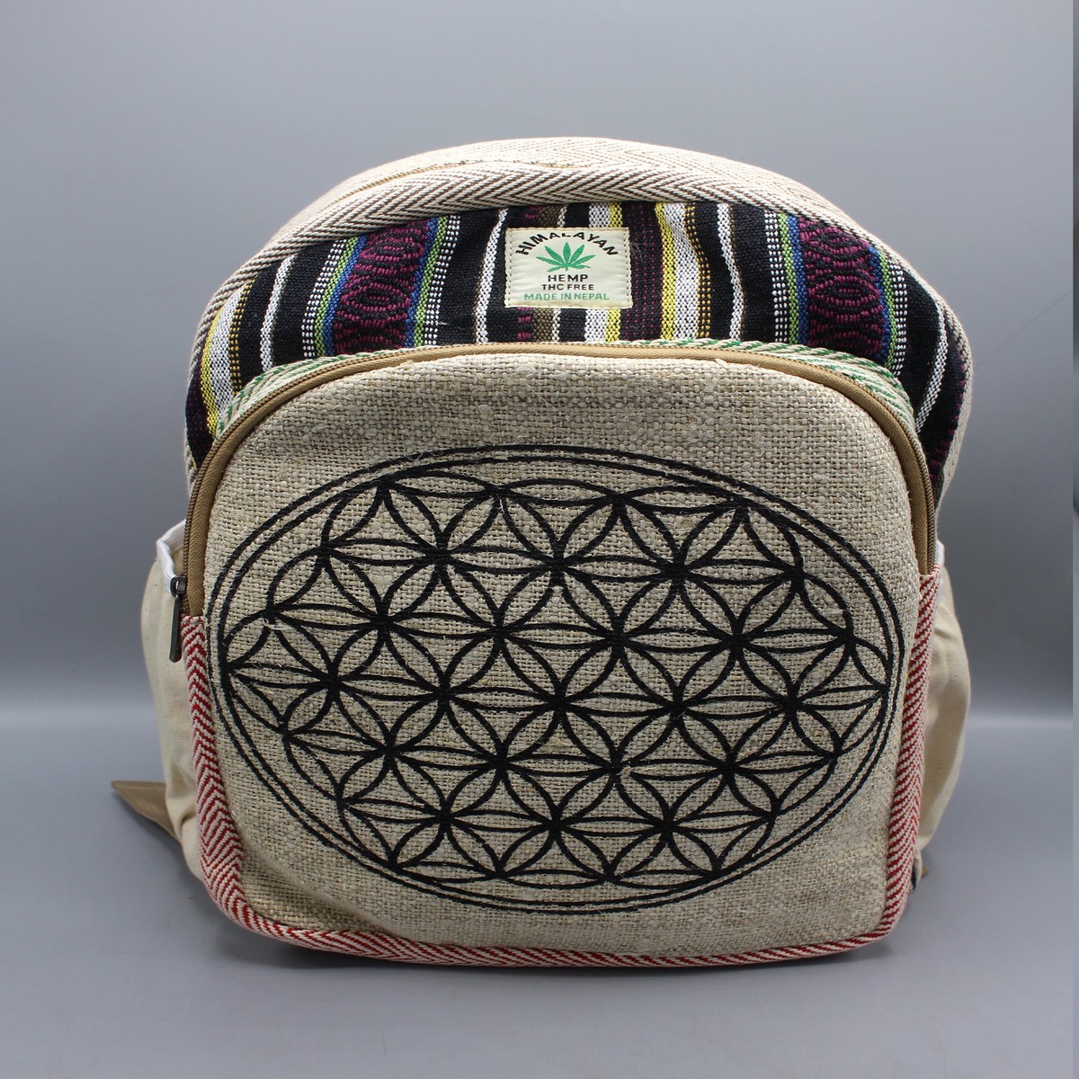 Mandala Printed Natural Hemp Backpack