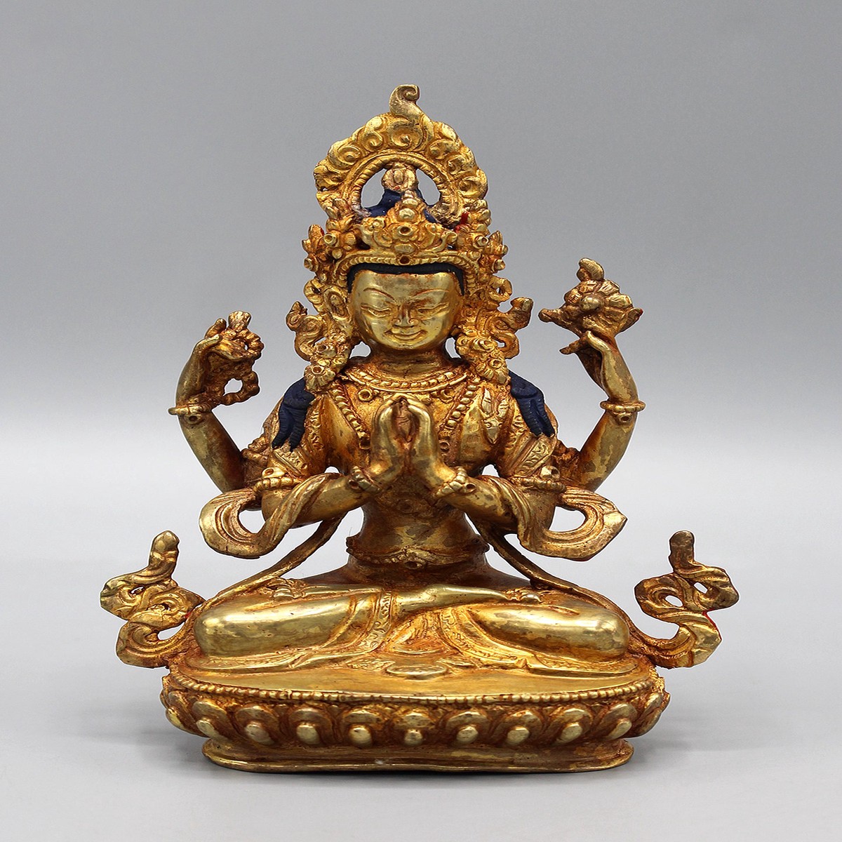 Gold Plated Chenrezig Statue 6"