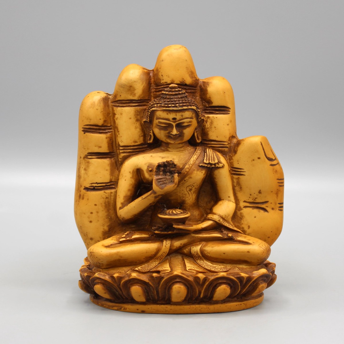 Blessing Palm Brown Buddha Resin Statue