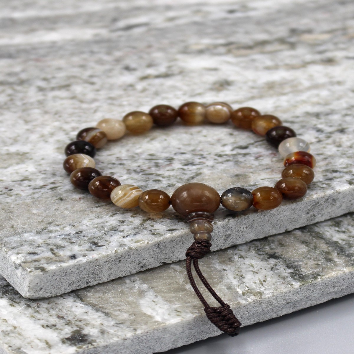 Brown Agate Beads Stretchable Bracelet