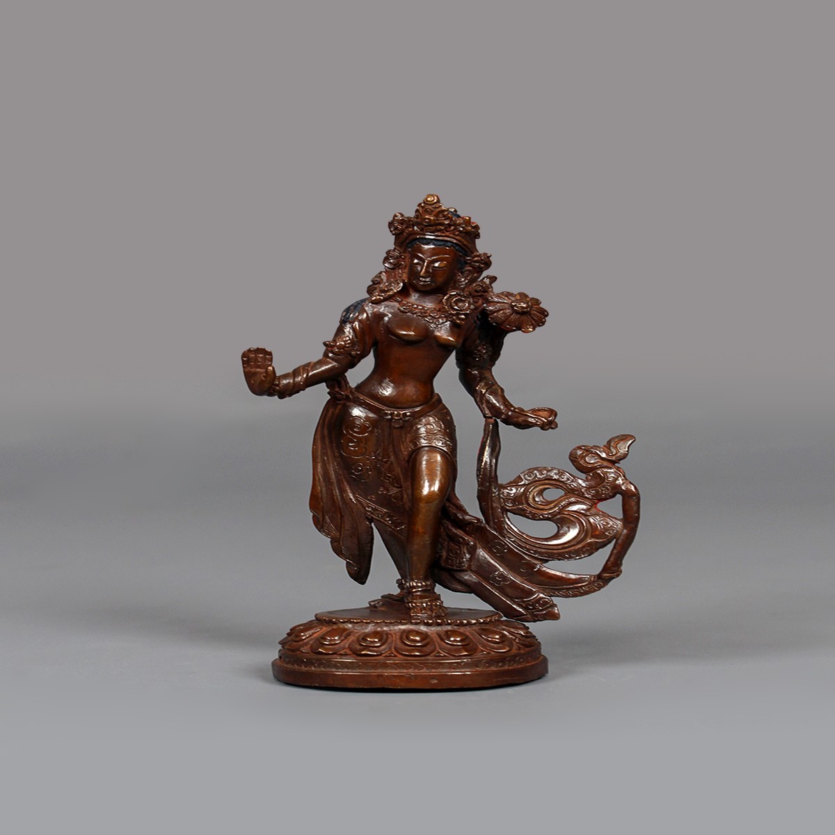Copper Oxidized Dancing Tara Statue 5"H