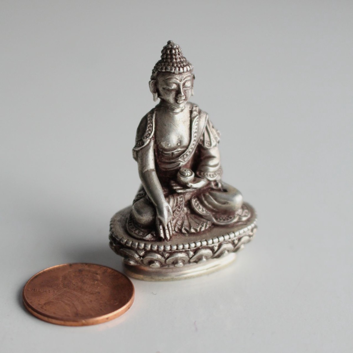 Tiny Ratnasambhava Silver Statue 4cm
