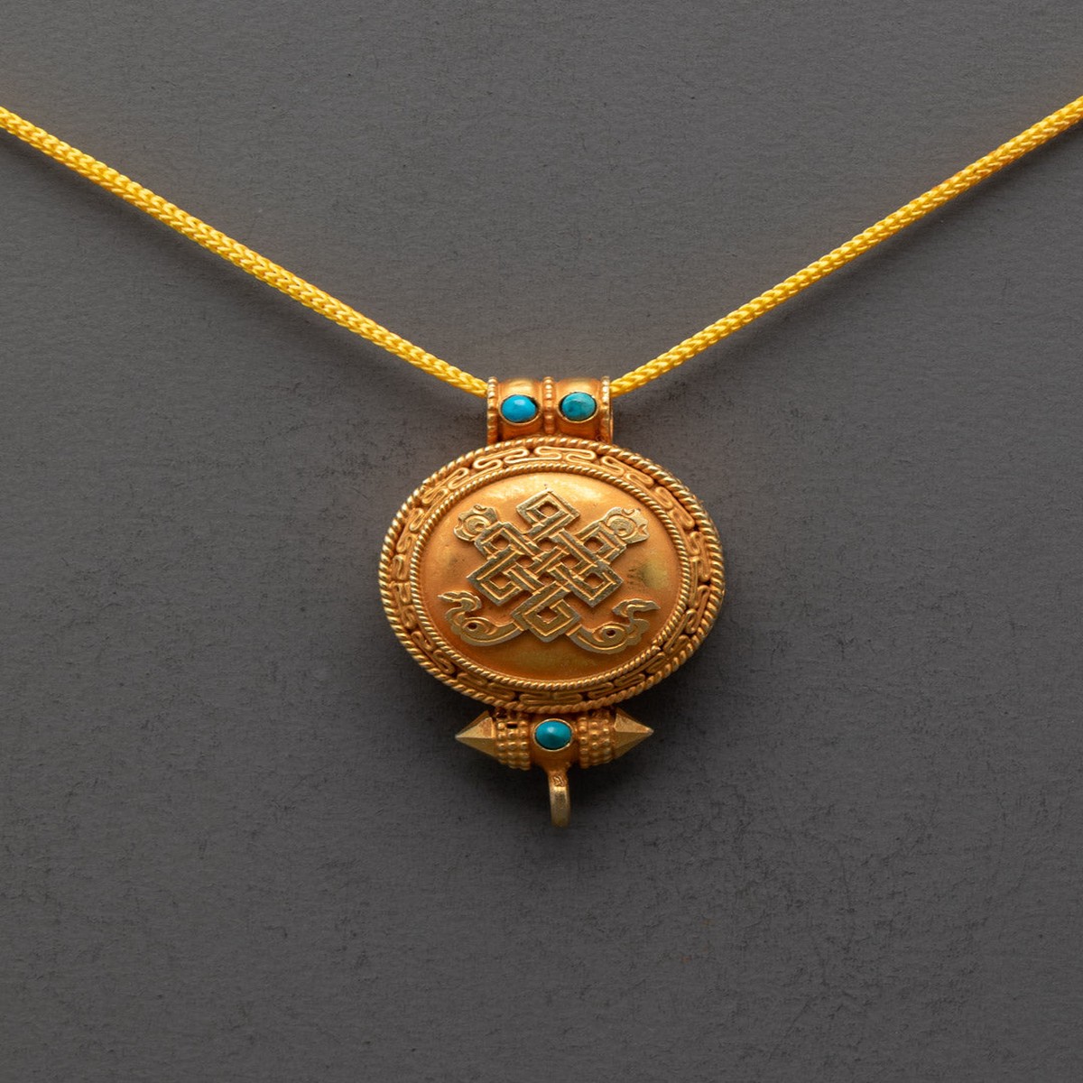 Gold Plated Endless Knot Buddhist Locket