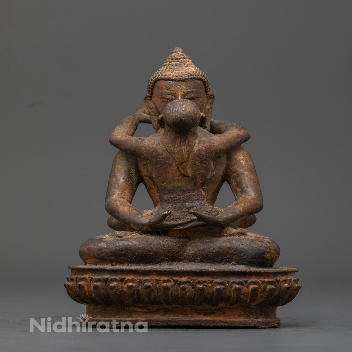 Antique Oxidized Samantabhadra Statue