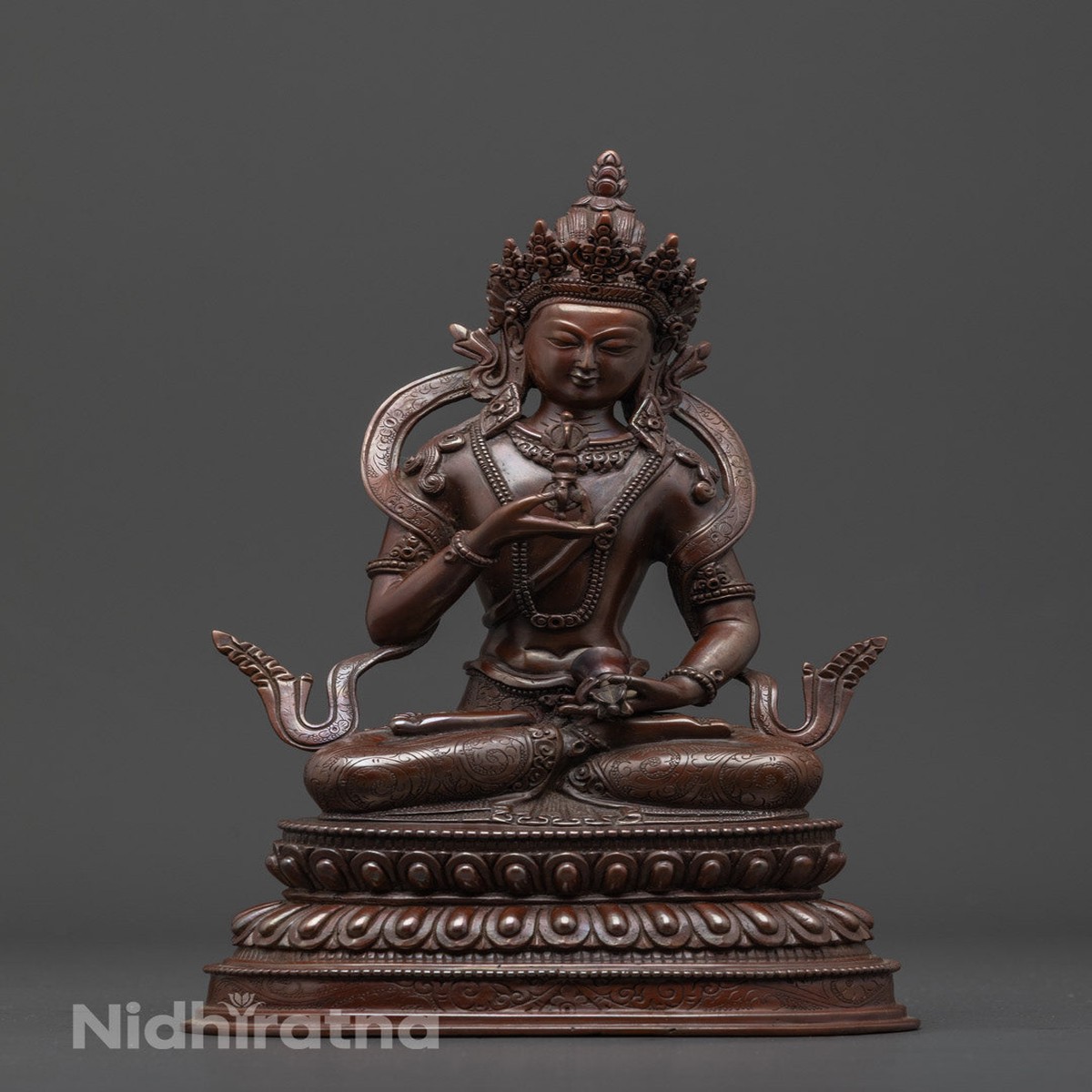 Buddhist Oxidized Copper Vajrasattva Statue