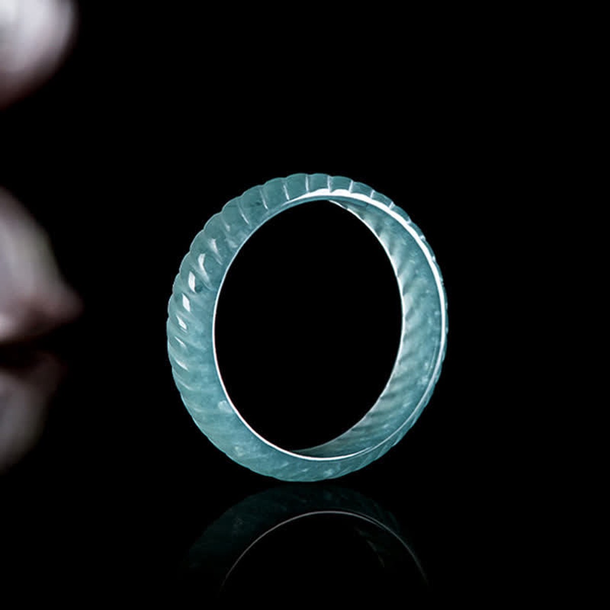 Buddha Stones Translucent Jade Dragon Scale Ring