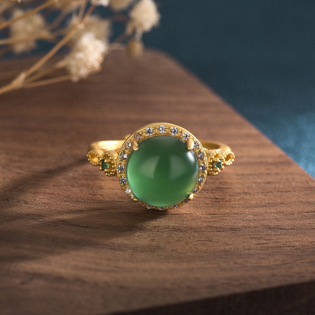 Boeddha Stenen Groene jade Ring